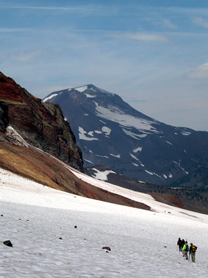 Climbing together on Broken Top