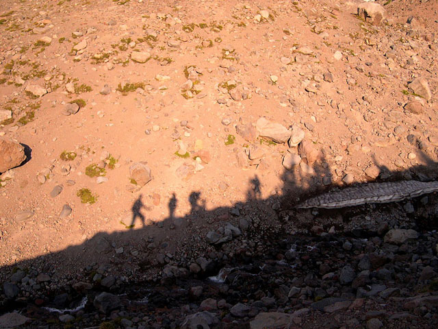 Gaining elevation up the lateral moraine