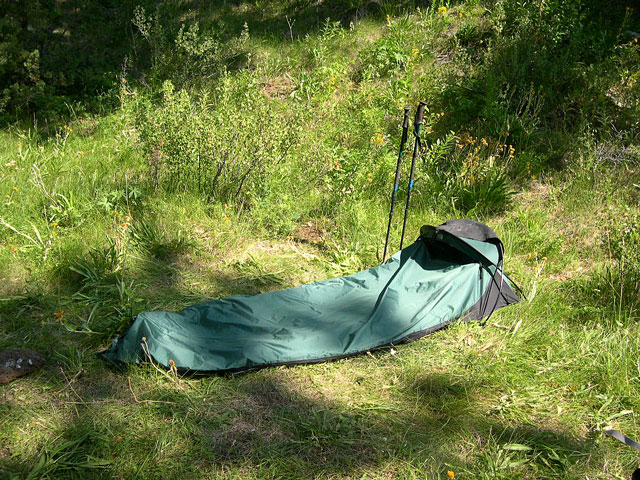 My TNF Soloist bivy keeps the mosquitoes out. Lite pack'n!