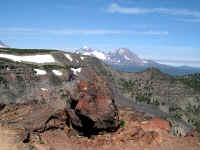 Middle and North Sister across the North West Ridge leading to the summit of Broken Top