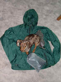 Essential summer wind shirt and pants 14.5 oz including stuff sacks.  Max weighs 10 pounds, 