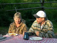 Patty Bowers, retired ODFW Biologist and volunteer chef with ODOT's Chuck Howe