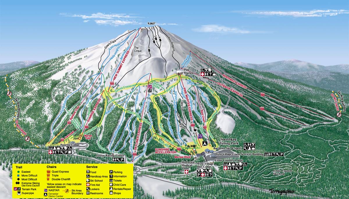 Bachelor, Oregon alpine ski trails in 2004.